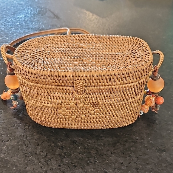 Hand Crafted Handbags - Handwoven Bali Rattan Shoulder Bag